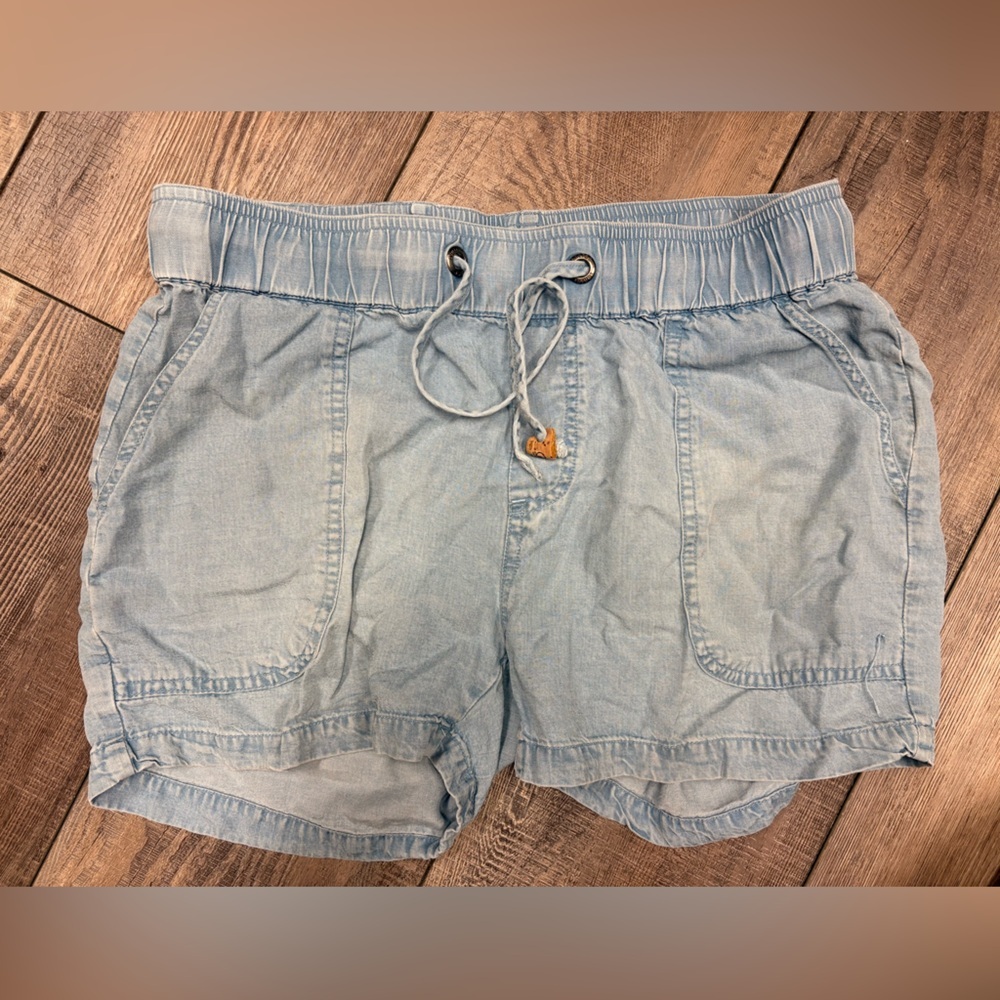 tentree Light Blue Drawstring Chambray Women's Shorts size XS